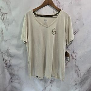 REI Co Op T Shirt Women XXL Beige National Parks Tee Top Organic Short Sleeve V